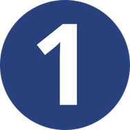 A blue circle with a bold white number one indicating the first step in a process.