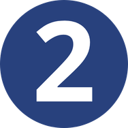A blue circle with a bold white number two representing the second step in the sequence.