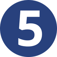 A blue circle with a bold white number five indicating the fifth and final step.